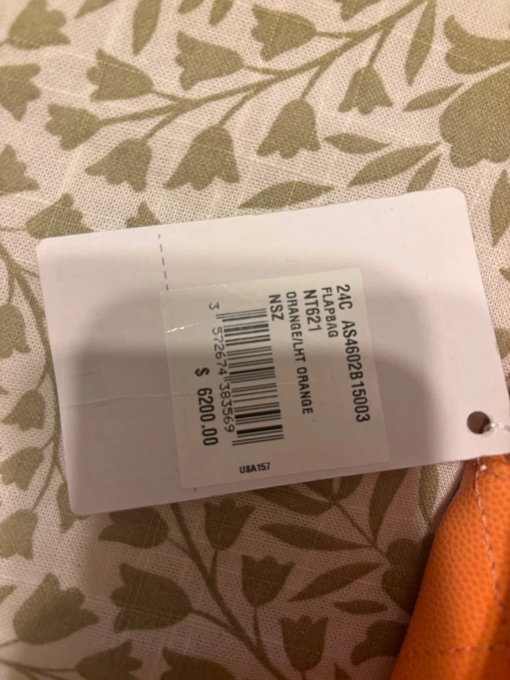 CHANEL Orange Quilted Shoulder Bag with Chain and CC Logo